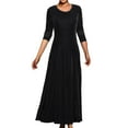 thumbnail image 1 of MaFYtyTPR Women's Round Neck Velvet Long Sleeve Maxi Dress Cocktail Party A-Line Dress Elegant Formal Dress Black L, 1 of 4