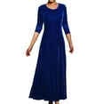 thumbnail image 1 of MaFYtyTPR Women's Round Neck Velvet Long Sleeve Maxi Dress Cocktail Party A-Line Dress Elegant Formal Dress Blue L, 1 of 4