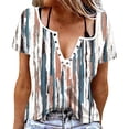 thumbnail image 1 of MaFYtyTPR Women's Short Sleeve Tops Trendy Casual Printed Loose Button-Up V-Neck Short Sleeve Women's T-shirts Khaki L, 1 of 5