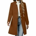 thumbnail image 1 of MaFYtyTPR Women's Solid Casual Jackets Fashion Thicken Wool Stand Collar Inner Lining Pocket Breasted Pea Coat Brown L, 1 of 5