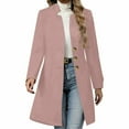 thumbnail image 1 of MaFYtyTPR Women's Solid Casual Jackets Fashion Thicken Wool Stand Collar Inner Lining Pocket Breasted Pea Coat Pink L, 1 of 5
