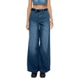 thumbnail image 1 of MaFYtyTPR Women's Straight Leg Jeans Fashion Solid Color High Waisted Button Pocket Zipper Loose Long Pants D-Blue S, 1 of 5