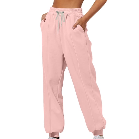 MaFYtyTPR Women's Straight Sweatpants Ladies' Solid Color Casual Leg Binding Loose Casual Sports Sweatpants Long Pants Pink XXL