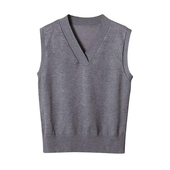 MaFYtyTPR Women's Sweater Sleeveless New Winter Warm Keeping Fashion V-Neck Knitted Overlapping Cuff Sweaters