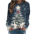 thumbnail image 1 of MaFYtyTPR Women's Sweatshirts Christmas Printed Casual Fashion Loose T-Shirt Blouse Round Neck Long Sleeve Loose Top Navy L, 1 of 5