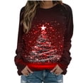 thumbnail image 1 of MaFYtyTPR Women's Sweatshirts Christmas Printed Casual Fashion Loose T-Shirt Blouse Round Neck Long Sleeve Loose Top Wine L, 1 of 5