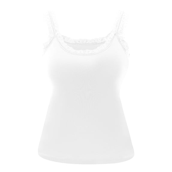 MaFYtyTPR Women's Tank Tops with Chest Pads Summer Breathable And Comfortable Solid Color Inside Sleeveless Bottoming Lace Camisoles A-White M