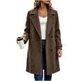 thumbnail image 1 of MaFYtyTPR Women's Thicken Wool Coat Lapel Collar Button Down Mid-Length Casual Solid Outerwear with Pockets Z-Khaki M, 1 of 7