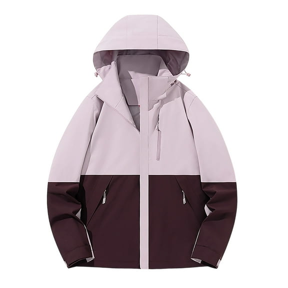 MaFYtyTPR Women's Thin Loose Jackets Ladies Color Match Pocket Hooded Breathable Lightweight Outwear Tops Red M