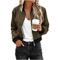 thumbnail image 1 of MaFYtyTPR Women's Thin Windbreaker Jacket Fall Winter Zip Up Cropped Bomber Jackets Long Sleeve Waterproof Outwear for Daily Wear A-Brown M, 1 of 6