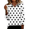 thumbnail image 1 of MaFYtyTPR Women's Tops 3/4 Length Sleeve Fashion Casual Polka-Dot Printed Lapel Ladies Loose Blouse White S, 1 of 5