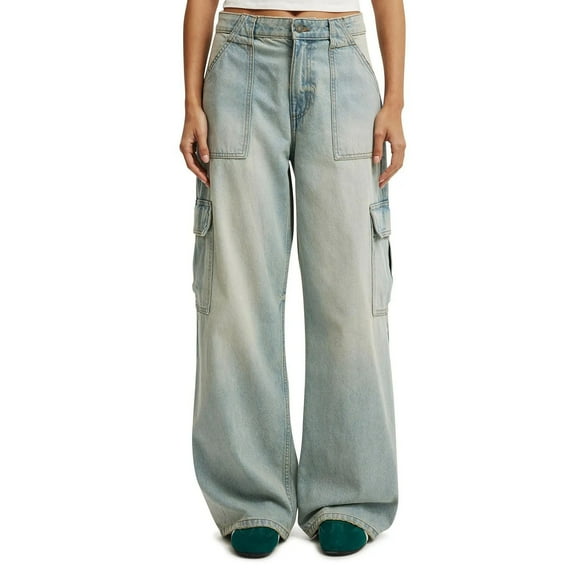 MaFYtyTPR Women's Wide Legs Jeans Fashion Solid Color High Waisted Mutiple Pockets Full Length Loose Pants B-Dark Blue L