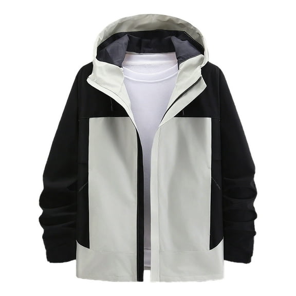 MaFYtyTPR Women's Windbreaker Jackets Fall Winter Solid Color Hooded Waterproof Pockets Coats For Hiking Travel Black L