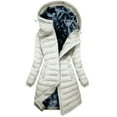thumbnail image 1 of MaFYtyTPR Women's Winter Cotton Coats Fashion Ladies Solid Color Warm Zipper Pocket Long Sleeve Hooded Casual Padded Jackets White L, 1 of 5