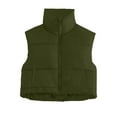 thumbnail image 1 of MaFYtyTPR Women's Winter Cotton Waistcoats Fashion Solid Color Lapel Sleeveless Warm Outerwear Padded Gilet Coat Army Green L, 1 of 5