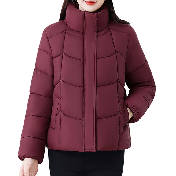 MaFYtyTPR Women's Winter Down Jacket Fashion Casual Solid Color Long Sleeved Hooded Pocket Thermal Coats Red XXL