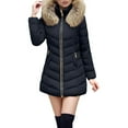 thumbnail image 1 of MaFYtyTPR Women's Winter Puffer Coats Ladies Long Sleeve Hooded Cotton Padded Casual Solid Color Warm Jacket Black XL, 1 of 4