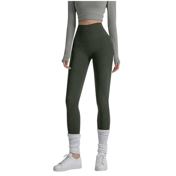 MaFYtyTPR Women's and Women's Plus Yoga Leggings Fashion Women Solid Color High Waist Loose Tight Waist Tight Yoga Full Length Pants A-Army Green L