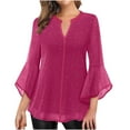 thumbnail image 1 of MaFYtyTPR Womens Sequin Tops Women's Solid Sparkling Bronzing 3/4 Sleeve Dressy Blouses Shirts Elegant Holiday Party Gathering Casual Loose Mesh Layered Flowy Tunic Tops Hot Pink XXL, 1 of 5
