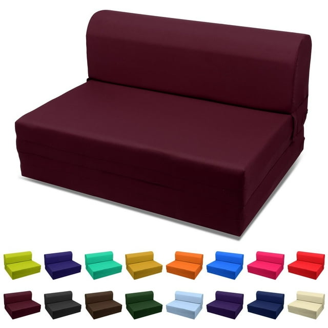 MaGshion Sleeper Chair Folding Foam Bed Sized Twin Size 5x36x70 Inch Burgundy