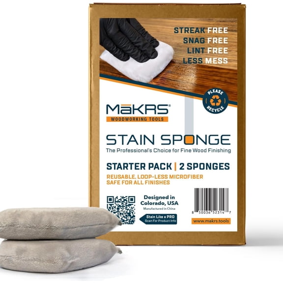 MKRS Wood Stain & Finish Applicator Sponge - Loopless Microfiber