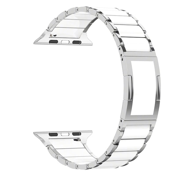MaKTech Stainless Steel Band with Ceramic-Like Finish for Apple Watch, 3-Piece Tapered Quick-Release Metal Bracelet for iWatch Series 11/10/9/8/7,Ultra 3/2,SE 3/2 [2025] (46mm/45mm/44mm/49mm,Silver)