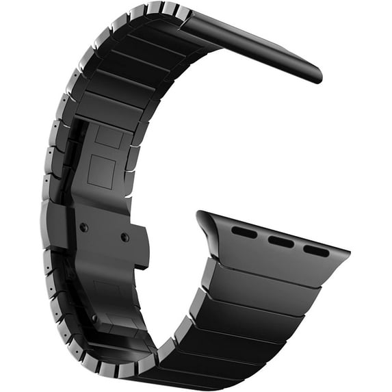 MaKTech Stainless Steel Metal Link Bracelet Band Compatible with Apple Watch Series 8/7/6/SE/Ultra/2022 (45mm/44mm/49mm,Black)