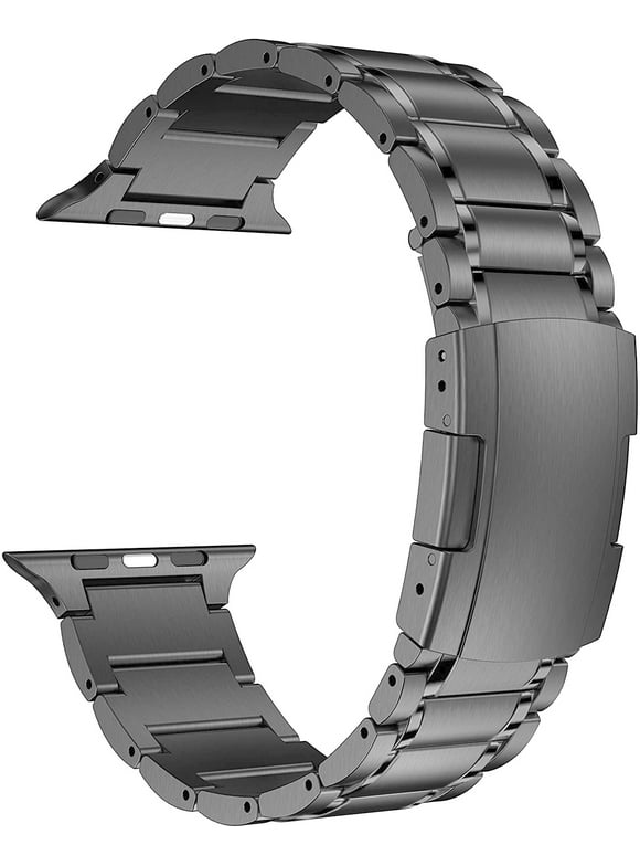 MaKTech Titanium Band,Five-Piece Link Metal Bracelet with Tortoise Buckle,Compatible with Apple Watch 9/Ultra 2/SE/8/7/2023 (45mm/44mm/49mm,Space Gray)