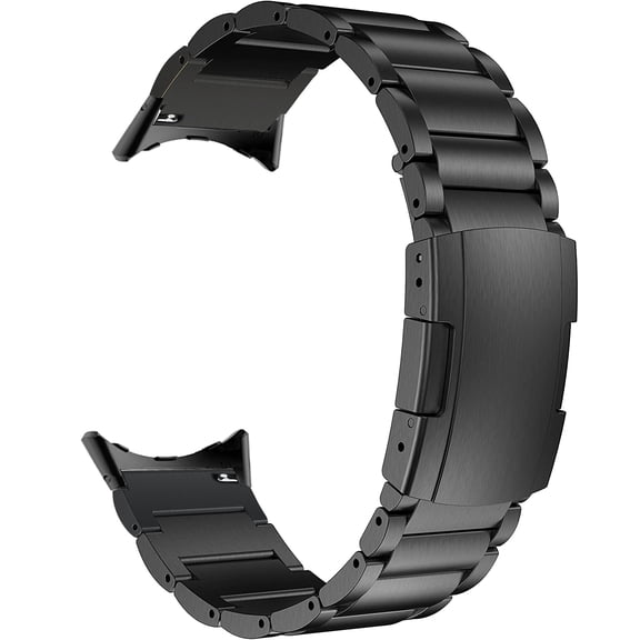 MaKTech Titanium Wristband for Google Watch,Metal Bracelet Strap Include Adapter with Turtle Buckle for Google Pixel Watch 4/3 41mm [2025]/Watch 2/1 (Black)