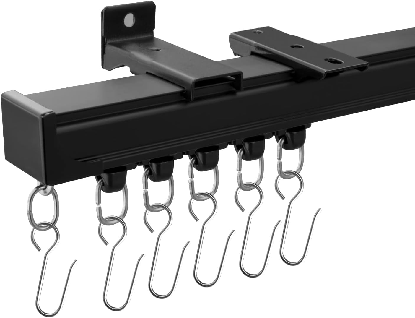 MaKefeile Black Ceiling Mount Curtain Track Metal Heavy Duty Curtain ...