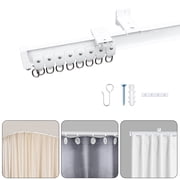 MaKefeile Ceiling Wall Mounted Curtain Track with Hooks Flexible Aluminum Curtain Track Rod Room Divider Curtain Rail Hook Set,White,18 FT