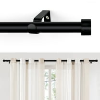 MaKefeile Classic 48-144 Inch Black Curtain Rods Heavy duty Single Curtain Rod for Windows,1 Inch Diameter
