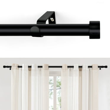 MaKefeile Classic 48-144 Inch Black Curtain Rods Heavy duty Single Curtain Rod for Windows,1 Inch Diameter