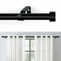 MaKefeile Classic 48-144 Inch Black Curtain Rods Heavy duty Single Curtain Rod for Windows,1 Inch Diameter