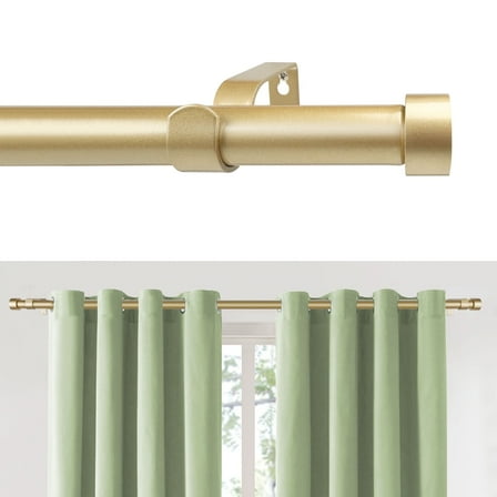 MaKefeile Classic 48-144 Inch Gold Curtain Rods Heavy duty Single Curtain Rod for Windows,1 Inch Diameter