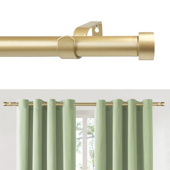 MaKefeile Classic 48-144 Inch Gold Curtain Rods Heavy duty Single Curtain Rod for Windows,1 Inch Diameter