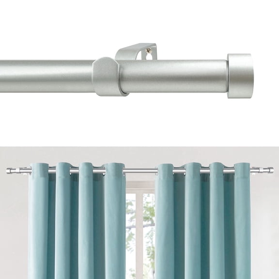 MaKefeile Classic 48 Inch Silver Curtain Rods Heavy duty Single Curtain Rod for Windows,1 Inch Diameter