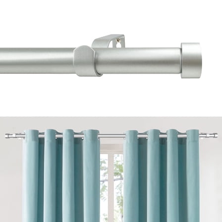 MaKefeile Classic 48-144 Inch Silver Curtain Rods Heavy duty Single Curtain Rod for Windows,1 Inch Diameter