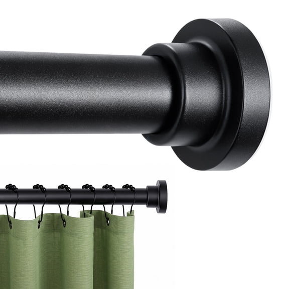 MaKefeile Shower Curtain Rod 32-41 Inch Adjustable Metal Spring Tension Rod No Drill Curtain Rods for Window Bathroom Kitchen,Black