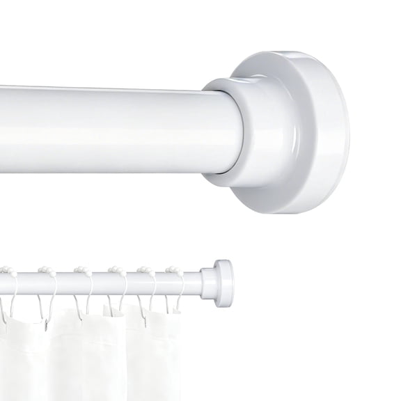 MaKefeile Shower Curtain Rod 32-41 Inch Adjustable Metal Spring Tension Rod No Drill Curtain Rods for Window Bathroom Kitchen,White