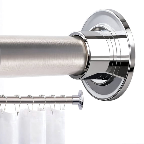 MaKefeile Shower Curtain Rod 46-55 Inch Adjustable Metal Spring Tension Rod No Drill Curtain Rods for Window Bathroom Kitchen,Brushed Nickel