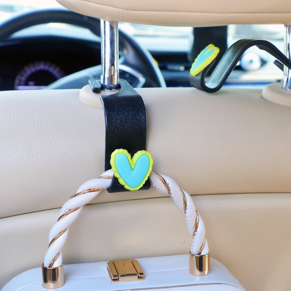 MaPctSy Cute Heart Design Universal Automotive Organizer Car Seat Headrest Hooks, 2pcs