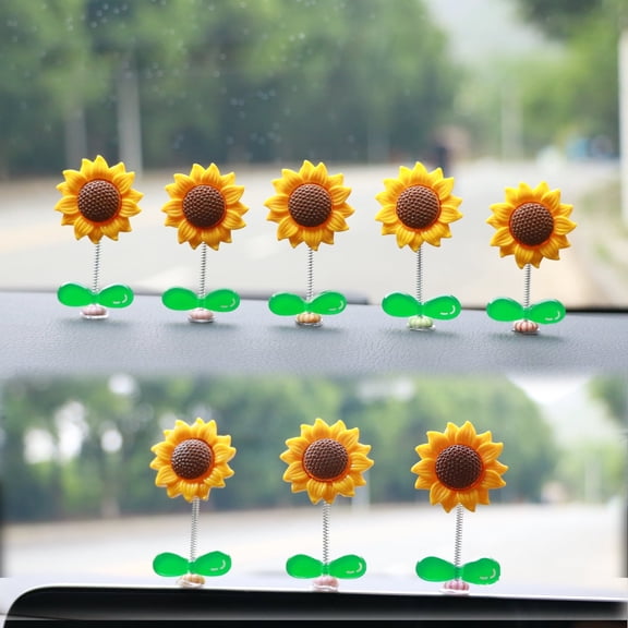 MaPctSy Dancing Sunflower Car Bobble Head Dashboard Ornament Shake Head Lightweight 8-Pack