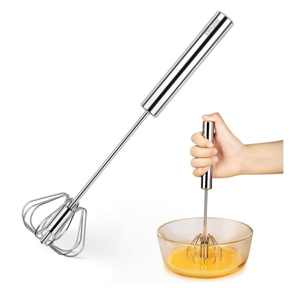 MaPinKa 12 Inch Stainless Steel Hand Push Whisk - Semi-Automatic Egg Beater, Hand Mixer, and Stainless Steel Hand Push Milk Frother Whisk, Perfect for Easy Blending, Beating, and Stirring