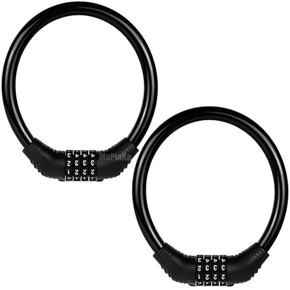 MaPinKa Bike Lock Cable - Heavy Duty Anti Theft 2 Pcs Security 4 Digit Resettable Combination Portable Code Lock - Cable For Bicycle Heavy Duty Anti Theft Bike Cable Locks
