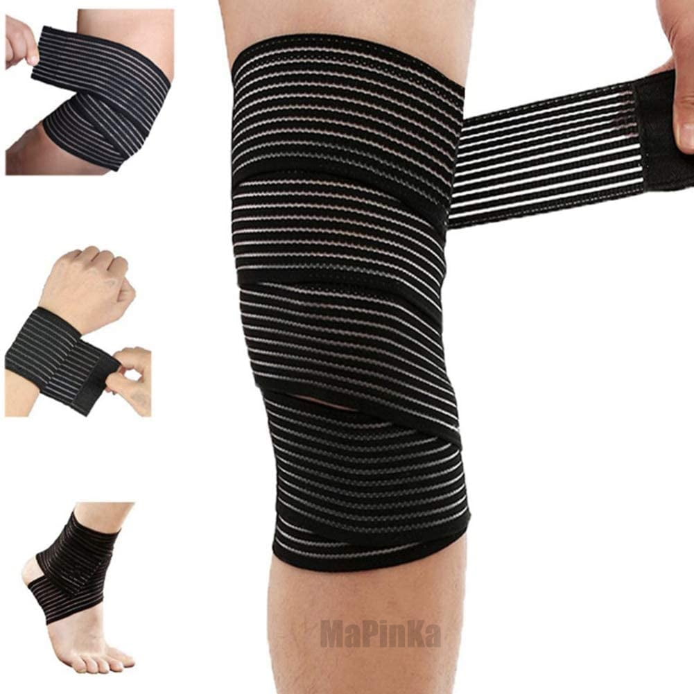 MaPinKa Elastic Calf Compression Bandage Leg Compression Sleeve - Compression Wraps Lower Legs for Stabilising Ligament, Joint Pain, Sport, Adjustable Black 2PCS - Breathable Material for Athletics