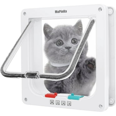MaPinKa Magnetic Pet Door Kit White - 4 Way Locking Safety Pet Door for Small/Medium/Large Cats and Dogs - Easy to Install Door Flap M