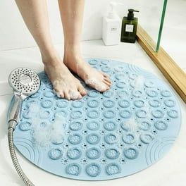Round Non Slip Shower Mat Bathtub Mat with Suction Cups Textured Surface Anti Slip Bath Mats with Drain Holes for Shower Tub Bathroom Mat 22 X 22