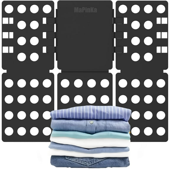 MaPinKa Shirts Clothes Folder - T Shirt Folding Board, Easy and Fast for Kid and Adult to Fold Clothes - Shirt Folder Laundry Organizer Black