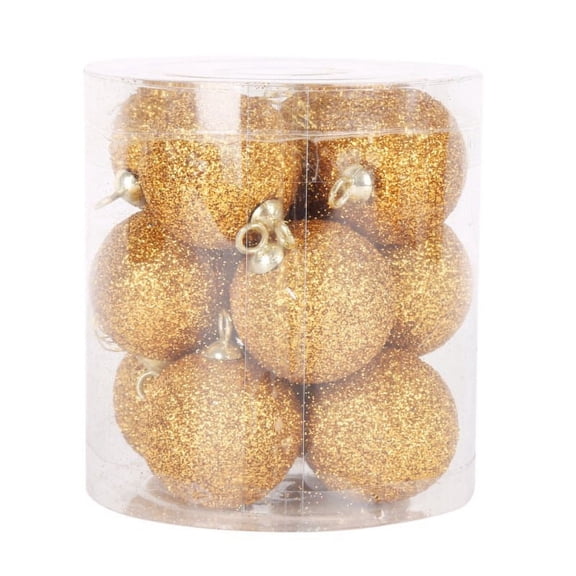 MaRainbow Gold Foam Christmas Shatterproof Hanging Ball Ornaments, 12 Count (1.18")